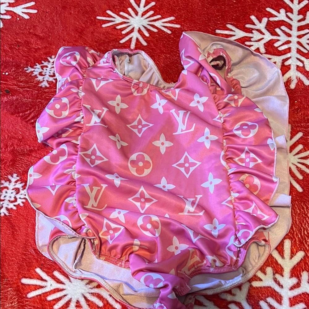 Pink Monogram Baby Swimsuit